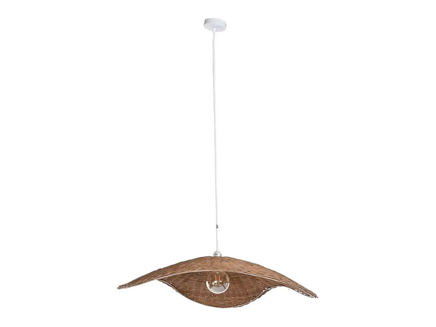 Cambia tus muebles Lámpara de techo de 80x78,5x78,5 cm de ratán en forma redondeada en color marrón Ohana Marru00f3n Online