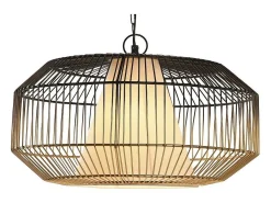 Hot Cambia tus muebles Lámpara de techo de 23x42x42 cm de hierro en forma de jaula en color dorado y Idara Negro