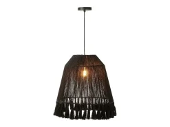 J-Line Plafón-Lámpara de techo de yute 53x53x53 cm Negro