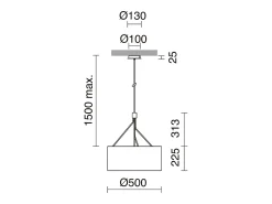 Sale Lámpara de techo DIAGONAL estilo moderno - Alt. 150 cm - 3x E27 13W -pantalla sintética ø50 cm - acero y - IP20 - interior Negro