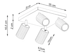 Sollux Lighting Plafón-Lámpara de techo Gloow minimalista de aluminio - 4 fuentes luminosas 3000K - L.25 x A.16,5 cm - Blanco