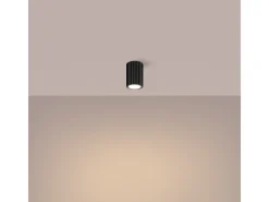 Sollux Lighting Plafón-Lámpara de techo Gloow minimalista de aluminio - 1 fuentes luminosas 4000K - L.6,5 x A.10 cm - Negro