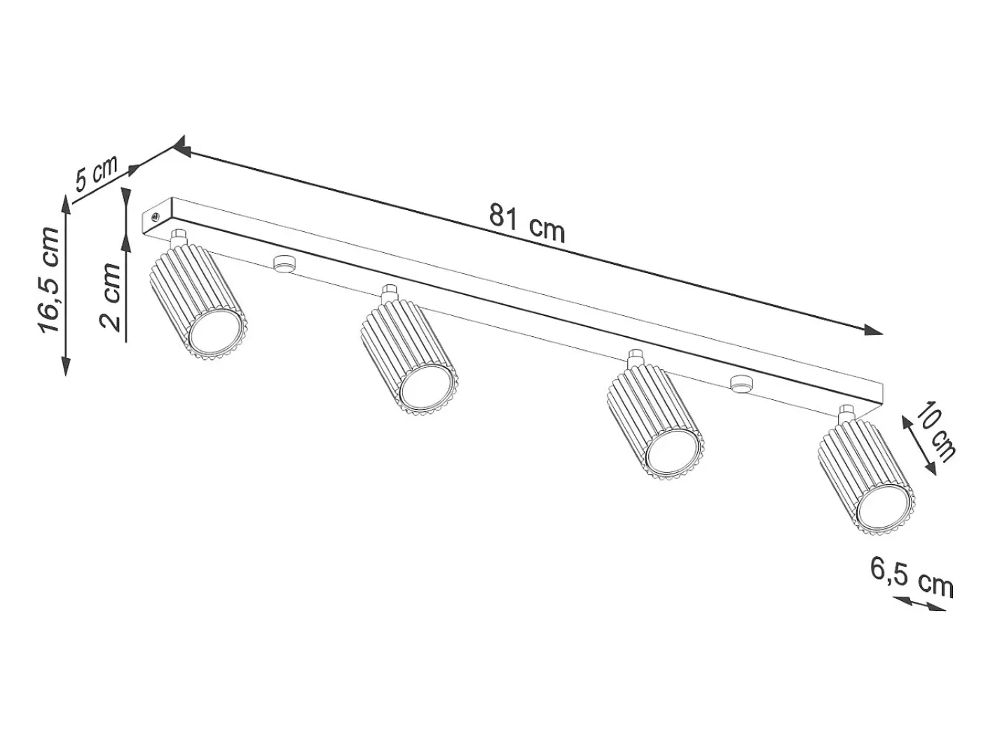 Sollux Lighting Plafón-Lámpara de techo Gloow minimalista de aluminio - 4 fuentes luminosas 3000K - L.81 x A.16,5 cm - Dorado