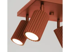 Sollux Lighting Lámpara de techo Gloow minimalista de aluminio - 4 fuentes luminosas 4000K - L.25 x A.16,5 cm - ocre Rojo Discount