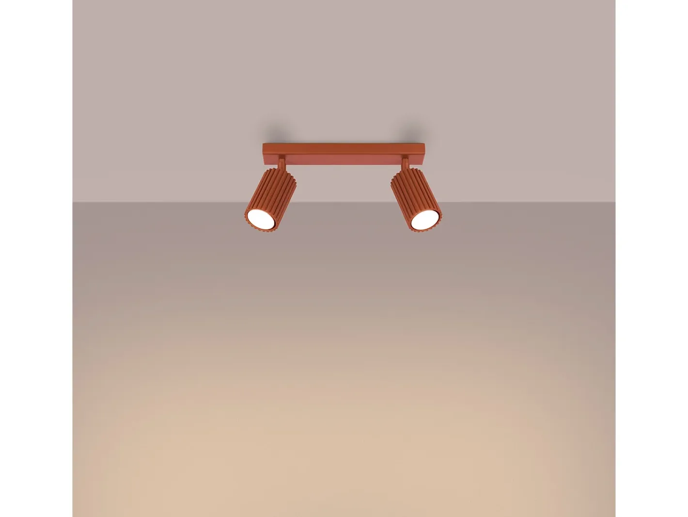 Sollux Lighting Lámpara de techo Gloow minimalista de aluminio - 2 fuentes luminosas 4000K - L.30 x A.16,5 cm - ocre Rojo Discount