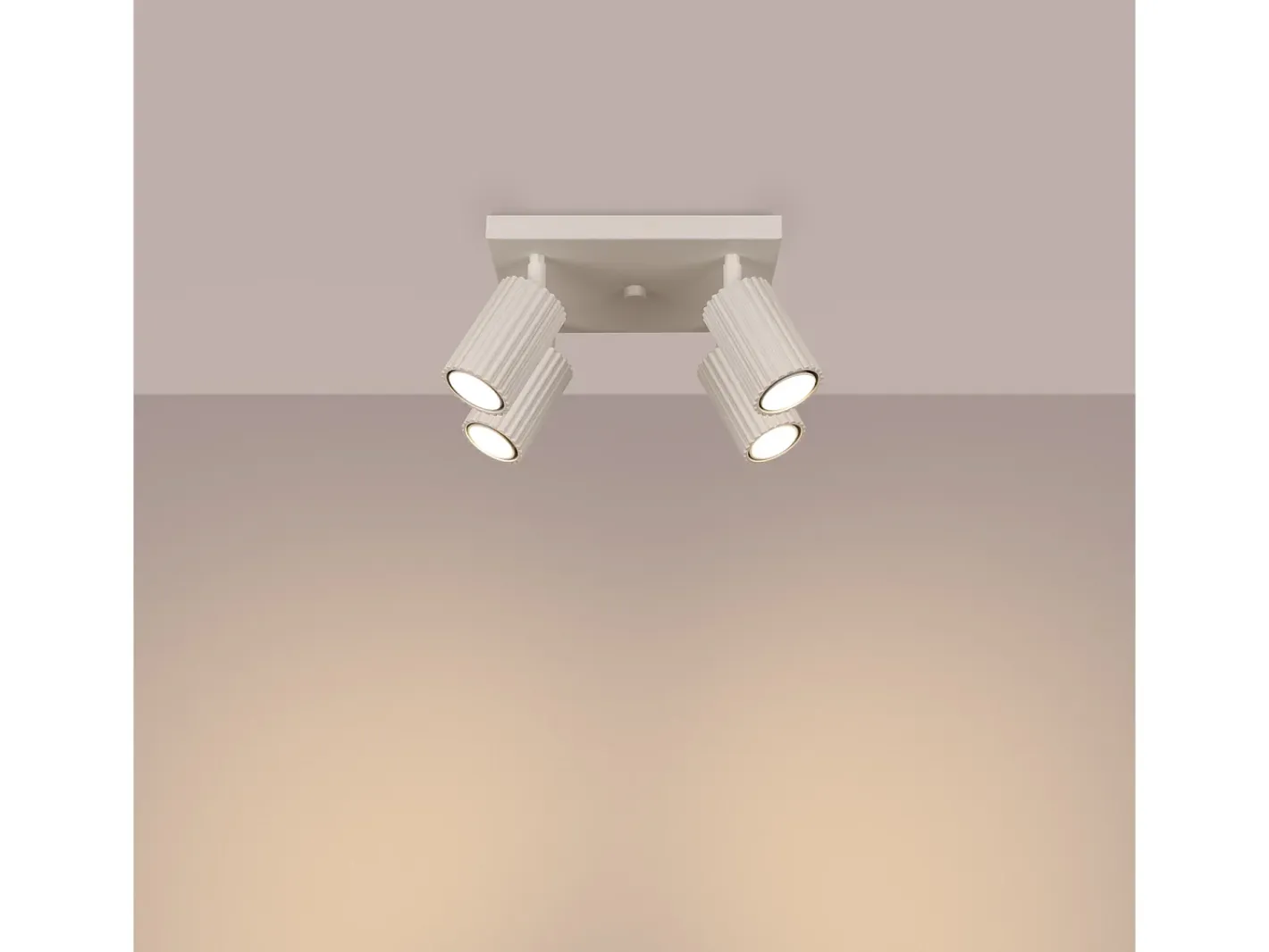Sollux Lighting Plafón-Lámpara de techo Gloow minimalista de aluminio - 4 fuentes luminosas 4000K - L.25 x A.16,5 cm - Beige