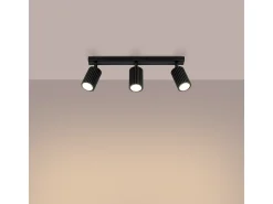 Hot Sollux Lighting Lámpara de techo Gloow minimalista de aluminio - 3 fuentes luminosas 4000K - L.45 x A.16,5 cm - Negro
