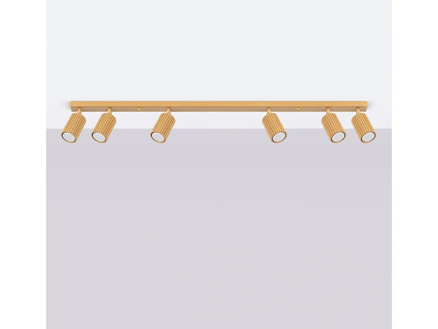 Hot Sollux Lighting Lámpara de techo Gloow minimalista de aluminio - 6 fuentes luminosas 3000K - L.117 x A.16,5 cm - Dorado