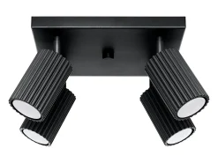 Sale Sollux Lighting Lámpara de techo Gloow minimalista de aluminio - 4 fuentes luminosas 3000K - L.25 x A.16,5 cm - Negro