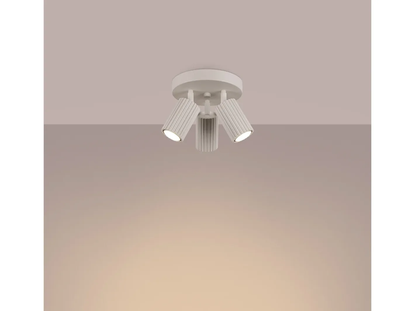 Sollux Lighting Lámpara de techo Gloow minimalista de aluminio - 3 fuentes luminosas 4000K - L.19,5 x A.18 cm - Beige Hot