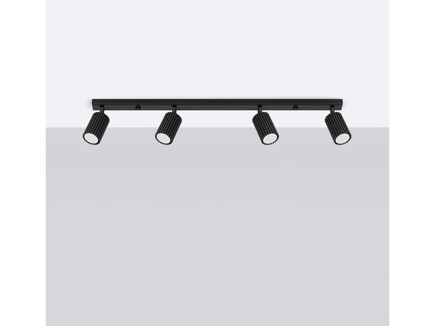 Sollux Lighting Plafón-Lámpara de techo Gloow minimalista de aluminio - 4 fuentes luminosas 3000K - L.81 x A.16,5 cm - Negro