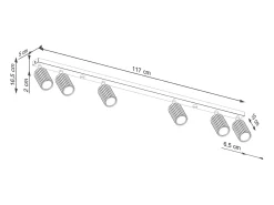 Sollux Lighting Plafón-Lámpara de techo Gloow minimalista de aluminio - 6 fuentes luminosas 4000K - L.117 x A.16,5 cm - Beige