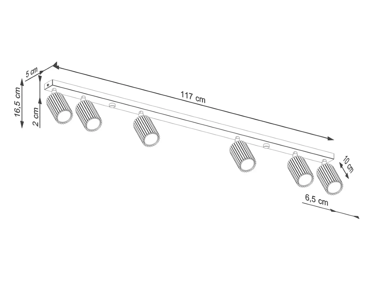 Sollux Lighting Plafón-Lámpara de techo Gloow minimalista de aluminio - 6 fuentes luminosas 4000K - L.117 x A.16,5 cm - Beige