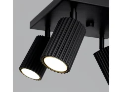 Sollux Lighting Plafón-Lámpara de techo Gloow minimalista de aluminio - 4 fuentes luminosas 4000K - L.25 x A.16,5 cm - Negro