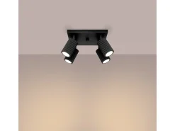 Sollux Lighting Plafón-Lámpara de techo Gloow minimalista de aluminio - 4 fuentes luminosas 4000K - L.25 x A.16,5 cm - Negro