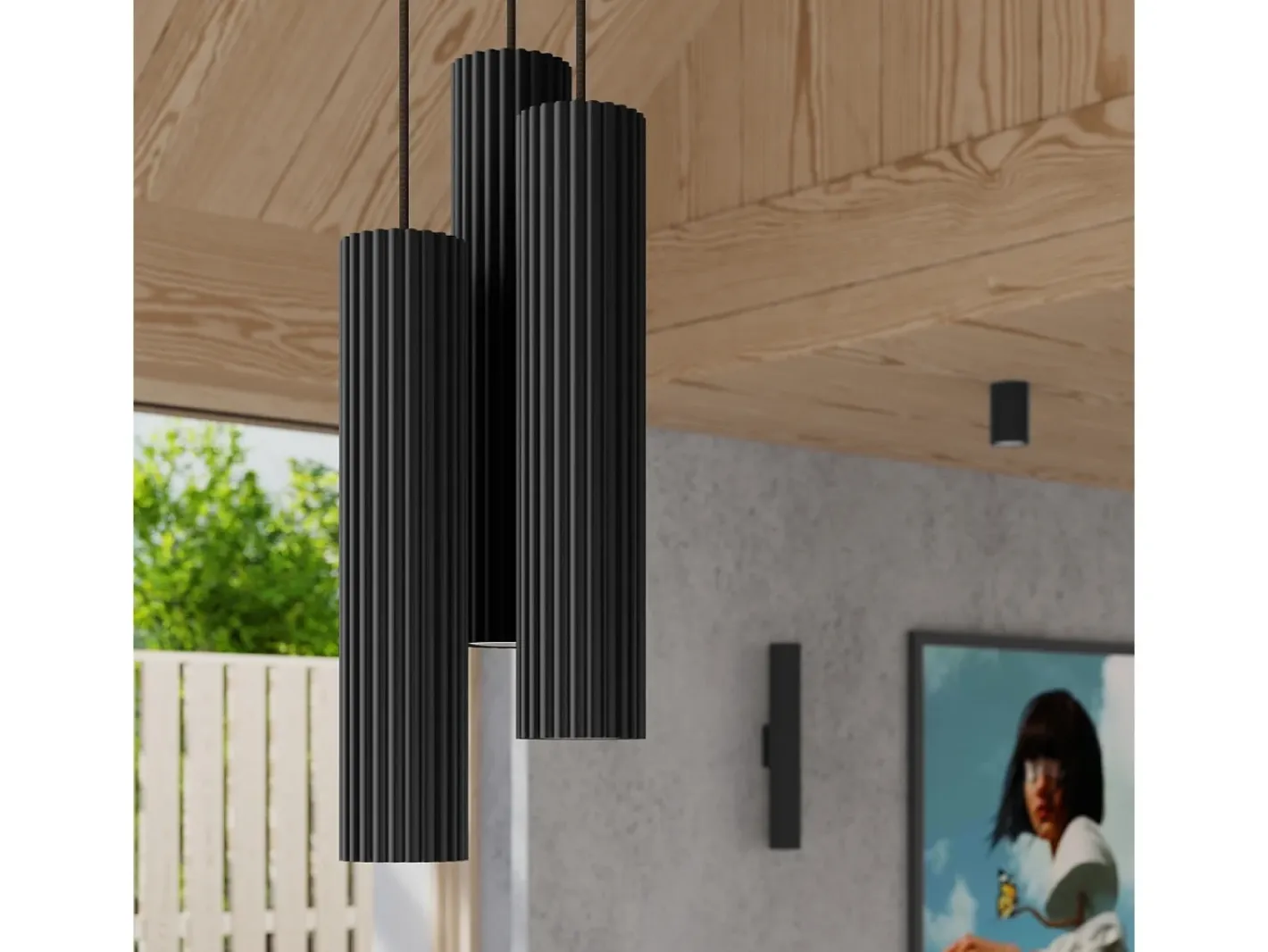Sollux Lighting Plafón-Lámpara de techo Gloow minimalista de aluminio - 6 fuentes luminosas 4000K - L.117 x A.16,5 cm - Negro