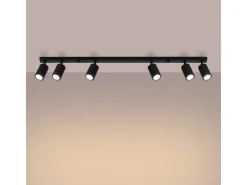 Sollux Lighting Plafón-Lámpara de techo Gloow minimalista de aluminio - 6 fuentes luminosas 4000K - L.117 x A.16,5 cm - Negro