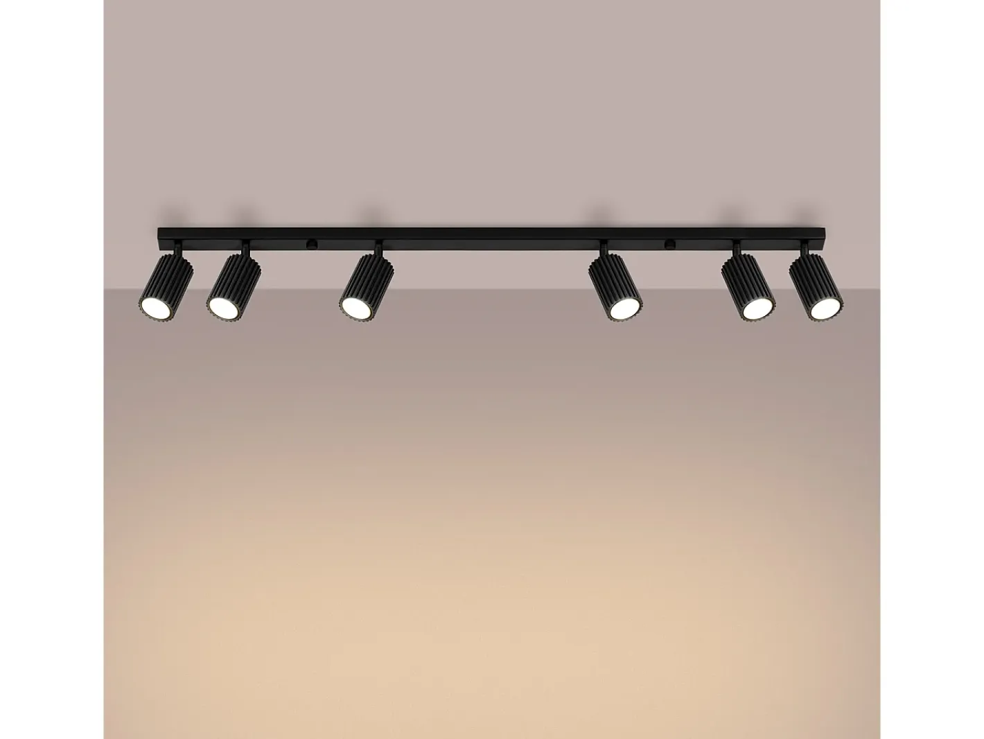 Sollux Lighting Plafón-Lámpara de techo Gloow minimalista de aluminio - 6 fuentes luminosas 4000K - L.117 x A.16,5 cm - Negro