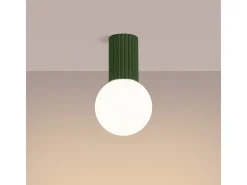 Clearance Sollux Lighting Lámpara De Techo Halo Moderno De Aluminio/Vidrio - 1 Fuentes Luminosas - L.12 X A.21 Cm - Oliva Verde