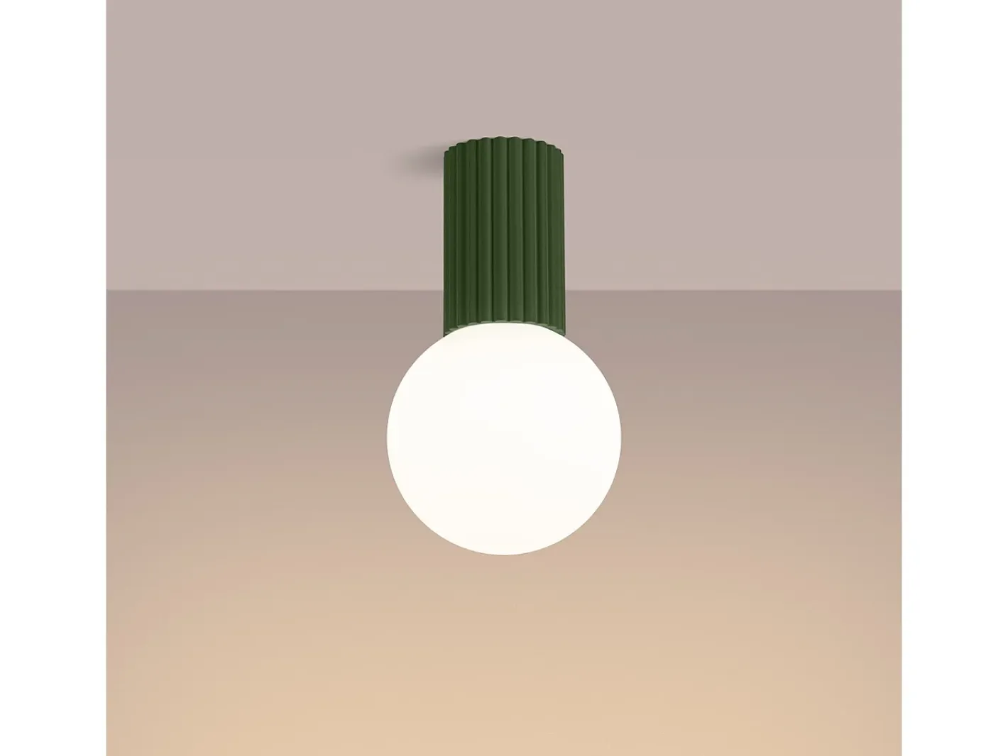 Clearance Sollux Lighting Lámpara De Techo Halo Moderno De Aluminio/Vidrio - 1 Fuentes Luminosas - L.12 X A.21 Cm - Oliva Verde