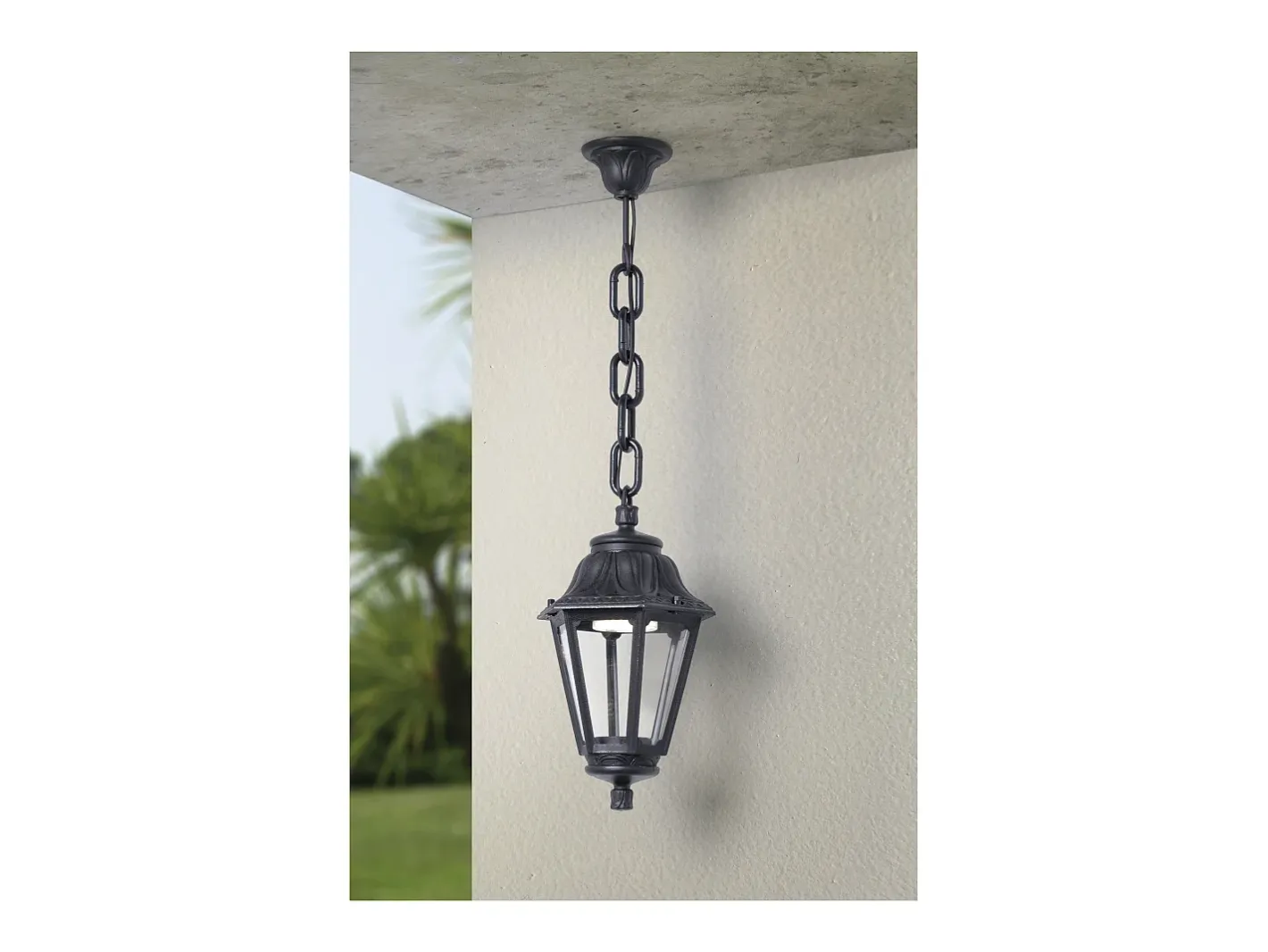 Outlet Lámpara de techo INDURA mini 6 estilo clásico - Alt. 69 cm - E27 42W - resina - IP55 - Negro