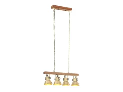 Lámpara de techo industrial madera de mango latón E27 ES222470 Marru00f3n Discount
