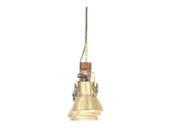 Lámpara de techo industrial madera de mango latón E27 ES222470 Marru00f3n Discount