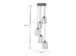 Miliboo Plafón-Lámpara de techo industrial de metal LOFT con 5 lámparas multinivel Gris