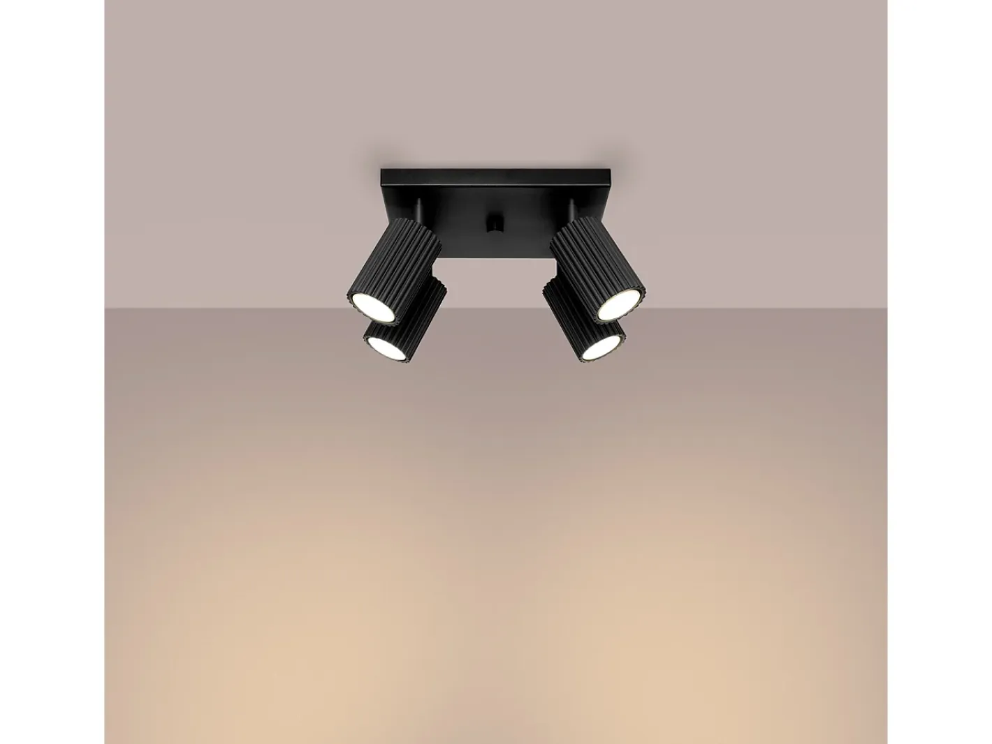 Sollux Lighting Plafón-Lámpara De Techo Karbon Minimalista De Aluminio - 4 Fuentes Luminosas - L.25 X A.16,5 Cm - Negro