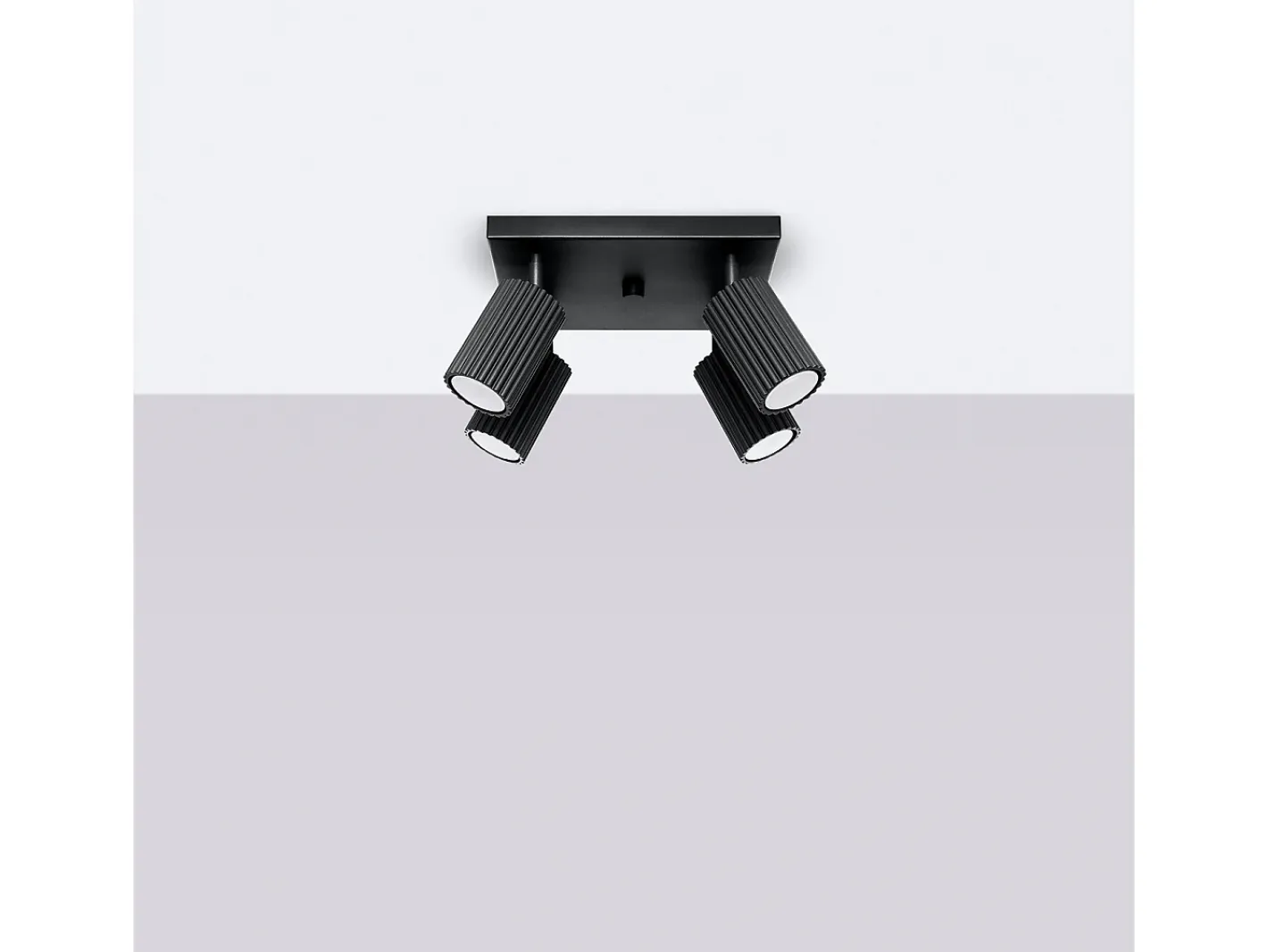 Sollux Lighting Plafón-Lámpara De Techo Karbon Minimalista De Aluminio - 4 Fuentes Luminosas - L.25 X A.16,5 Cm - Negro