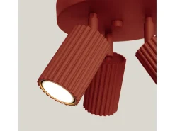 Sollux Lighting Plafón-Lámpara De Techo Karbon Minimalista De Aluminio - 3 Fuentes Luminosas - L.19,5 X A.18 Cm - Ocre Rojo