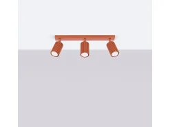 Sollux Lighting Plafón-Lámpara De Techo Karbon Minimalista De Aluminio - 3 Fuentes Luminosas - L.45 X A.16,5 Cm - Ocre Rojo