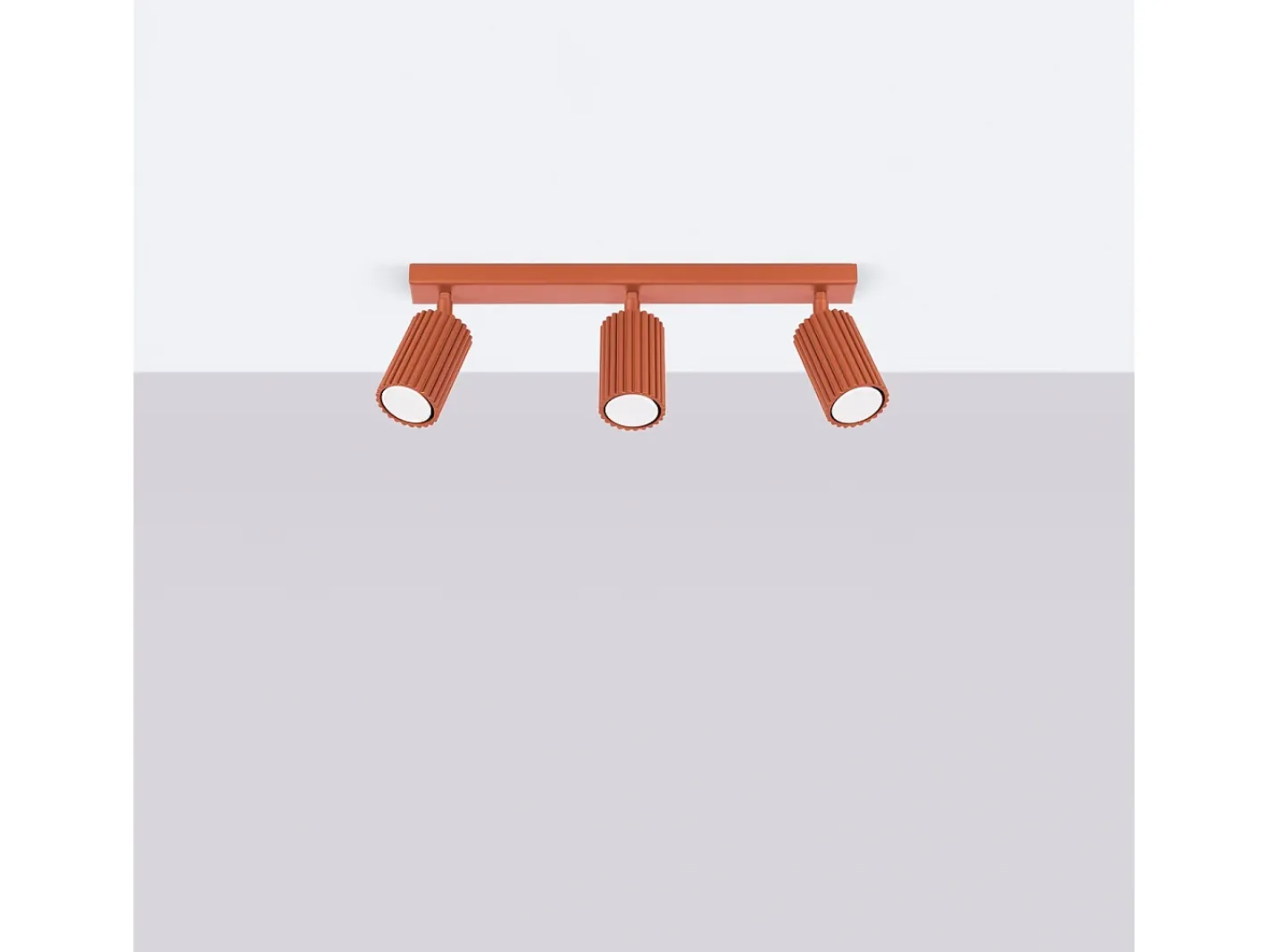 Sollux Lighting Plafón-Lámpara De Techo Karbon Minimalista De Aluminio - 3 Fuentes Luminosas - L.45 X A.16,5 Cm - Ocre Rojo