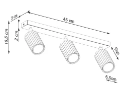 Sollux Lighting Plafón-Lámpara De Techo Karbon Minimalista De Aluminio - 3 Fuentes Luminosas - L.45 X A.16,5 Cm - Ocre Rojo