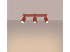 Sollux Lighting Plafón-Lámpara De Techo Karbon Minimalista De Aluminio - 3 Fuentes Luminosas - L.45 X A.16,5 Cm - Ocre Rojo