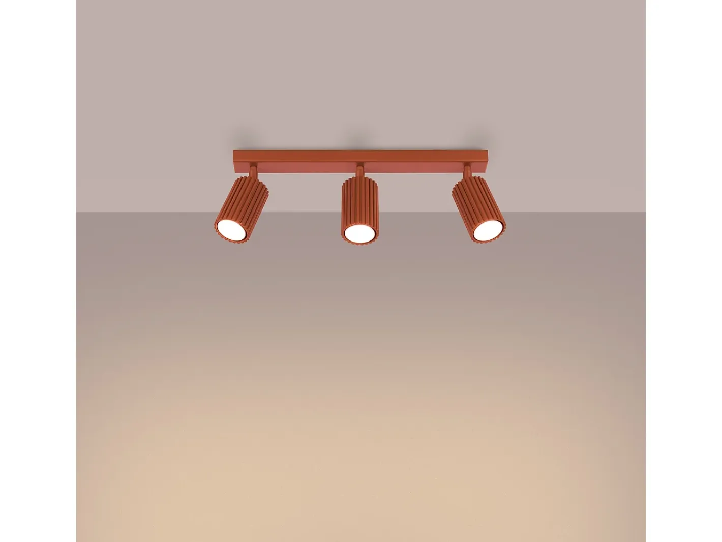 Sollux Lighting Plafón-Lámpara De Techo Karbon Minimalista De Aluminio - 3 Fuentes Luminosas - L.45 X A.16,5 Cm - Ocre Rojo