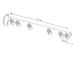 Sollux Lighting Plafón-Lámpara De Techo Karbon Minimalista De Aluminio - 6 Fuentes Luminosas - L.117 X A.16,5 Cm - Pardo Gris