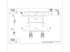 Sollux Lighting Plafón-Lámpara De Techo Karbon Minimalista De Aluminio - 2 Fuentes Luminosas - L.30 X A.16,5 Cm - Pardo Gris