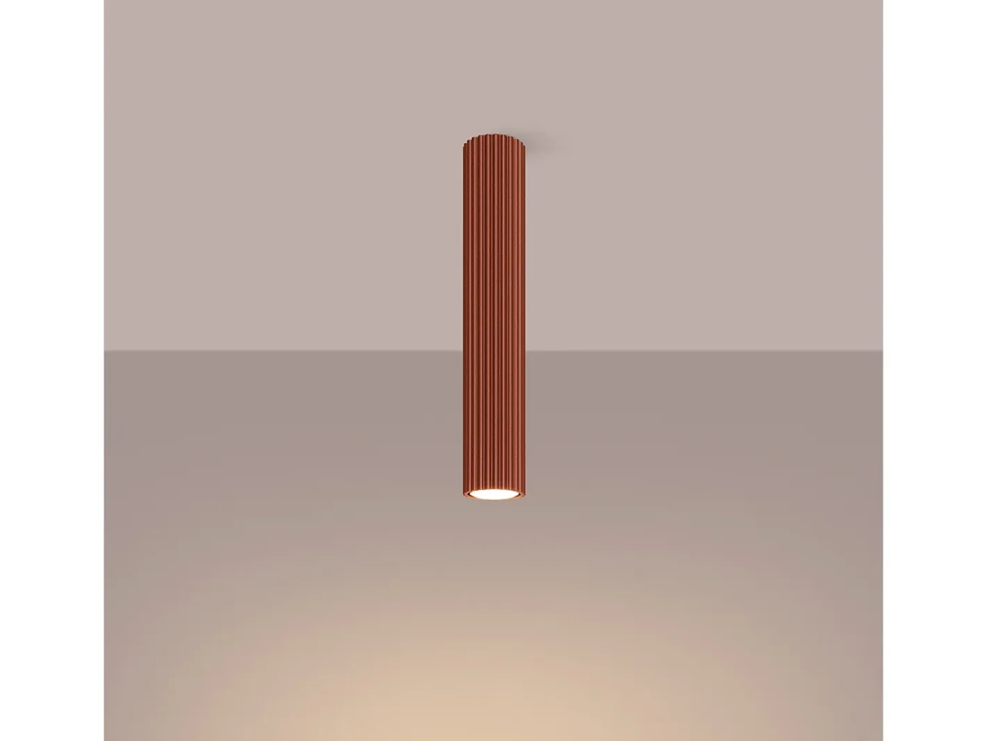Sollux Lighting Plafón-Lámpara De Techo Karbon Minimalista De Aluminio - 1 Fuentes Luminosas - L.6,5 X A.40 Cm - Ocre Rojo