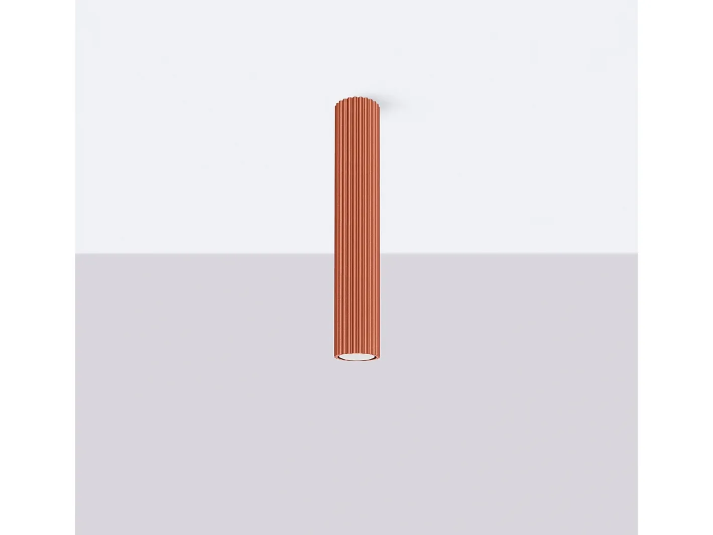 Sollux Lighting Plafón-Lámpara De Techo Karbon Minimalista De Aluminio - 1 Fuentes Luminosas - L.6,5 X A.40 Cm - Ocre Rojo