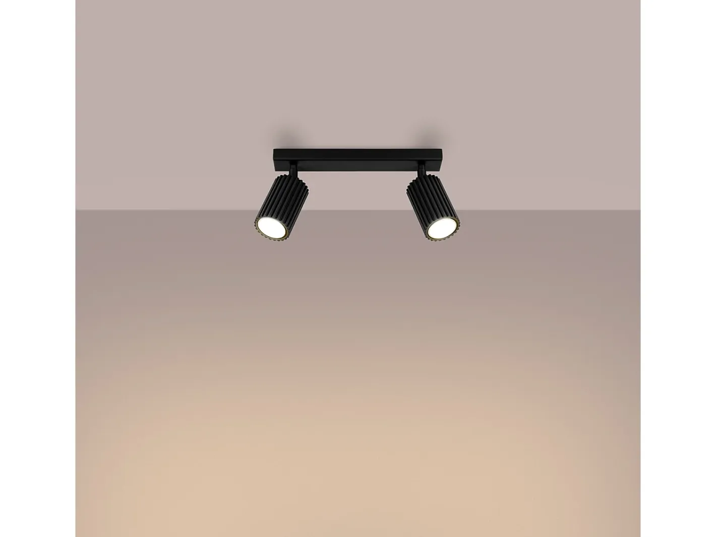 Outlet Sollux Lighting Lámpara De Techo Karbon Minimalista De Aluminio - 2 Fuentes Luminosas - L.30 X A.16,5 Cm - Negro