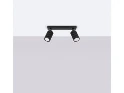 Outlet Sollux Lighting Lámpara De Techo Karbon Minimalista De Aluminio - 2 Fuentes Luminosas - L.30 X A.16,5 Cm - Negro