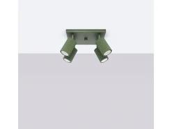 Sollux Lighting Plafón-Lámpara De Techo Karbon Minimalista De Aluminio - 4 Fuentes Luminosas - L.25 X A.16,5 Cm - Oliva Verde
