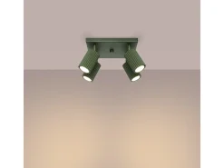 Sollux Lighting Plafón-Lámpara De Techo Karbon Minimalista De Aluminio - 4 Fuentes Luminosas - L.25 X A.16,5 Cm - Oliva Verde