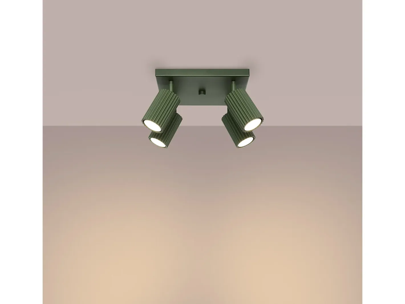 Sollux Lighting Plafón-Lámpara De Techo Karbon Minimalista De Aluminio - 4 Fuentes Luminosas - L.25 X A.16,5 Cm - Oliva Verde