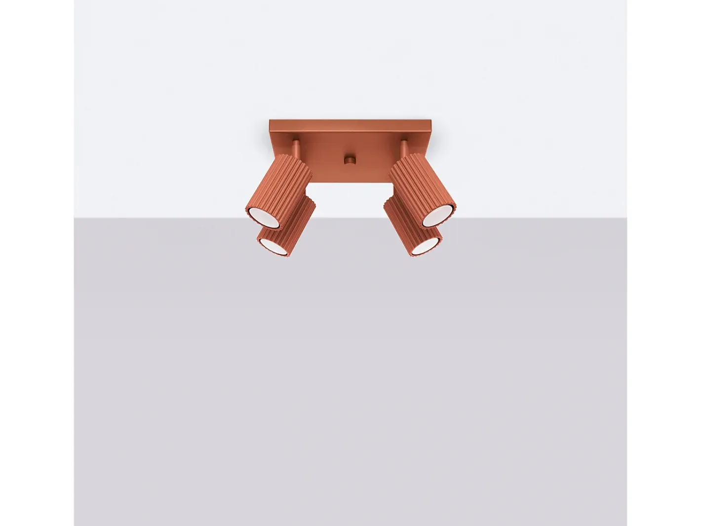 Outlet Sollux Lighting Lámpara De Techo Karbon Minimalista De Aluminio - 4 Fuentes Luminosas - L.25 X A.16,5 Cm - Ocre Rojo
