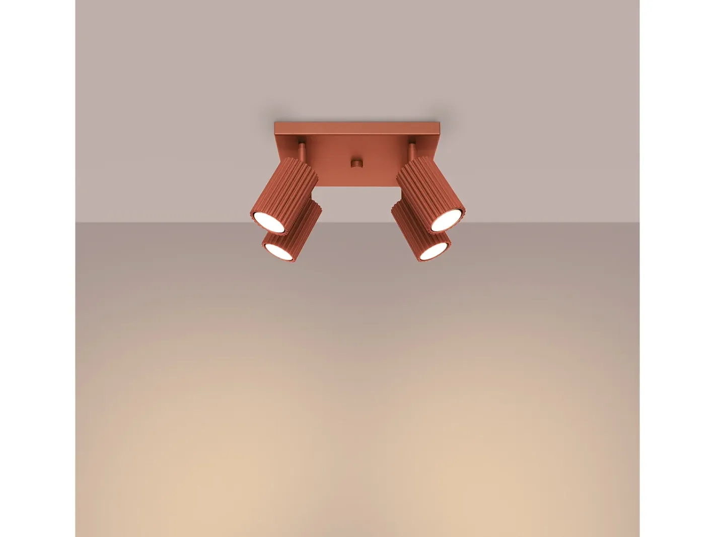 Outlet Sollux Lighting Lámpara De Techo Karbon Minimalista De Aluminio - 4 Fuentes Luminosas - L.25 X A.16,5 Cm - Ocre Rojo