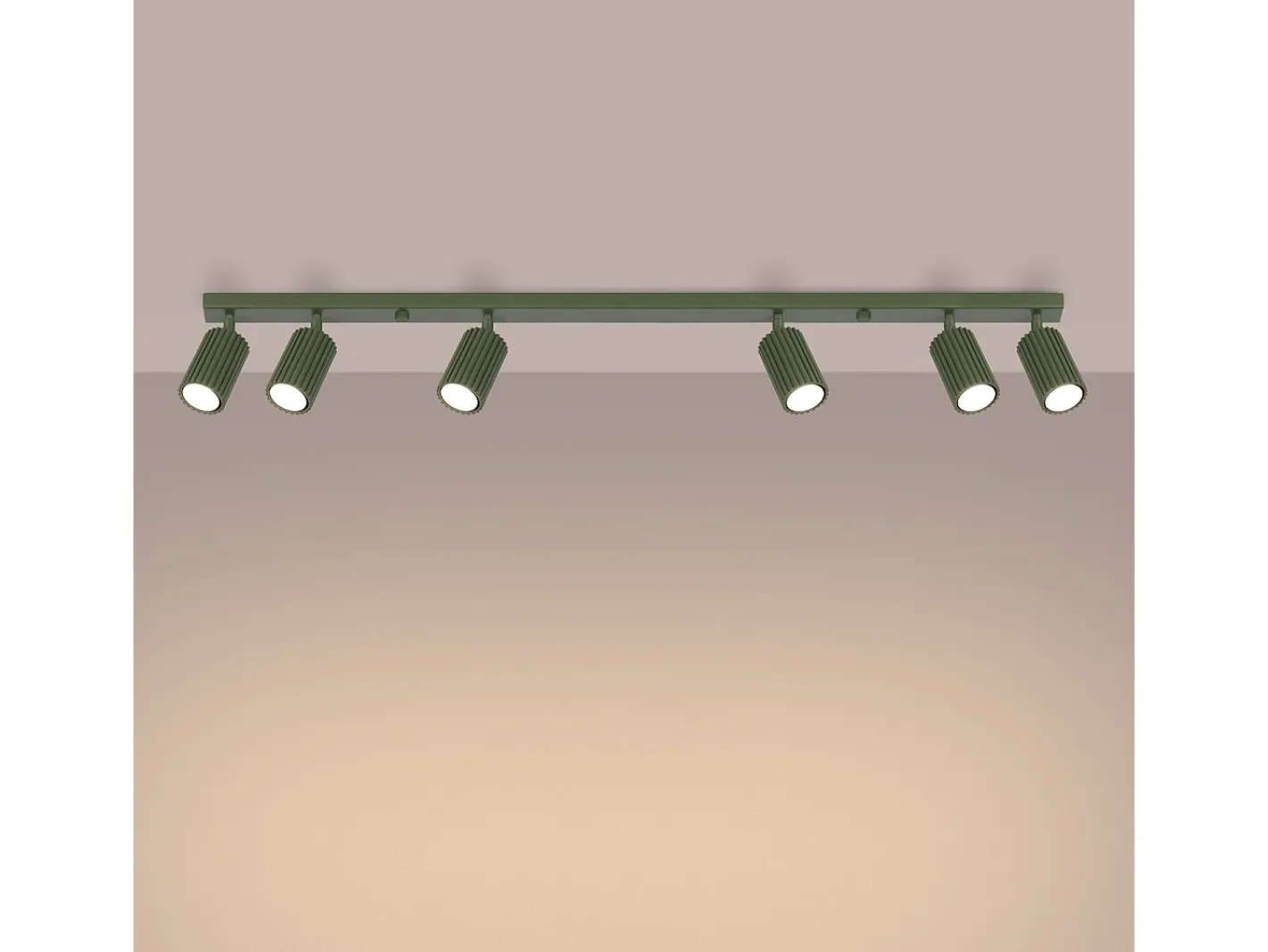 New Sollux Lighting Lámpara De Techo Karbon Minimalista De Aluminio - 6 Fuentes Luminosas - L.117 X A.16,5 Cm - Oliva Verde