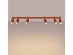 Sale Sollux Lighting Lámpara De Techo Karbon Minimalista De Aluminio - 6 Fuentes Luminosas - L.117 X A.16,5 Cm - Ocre Rojo