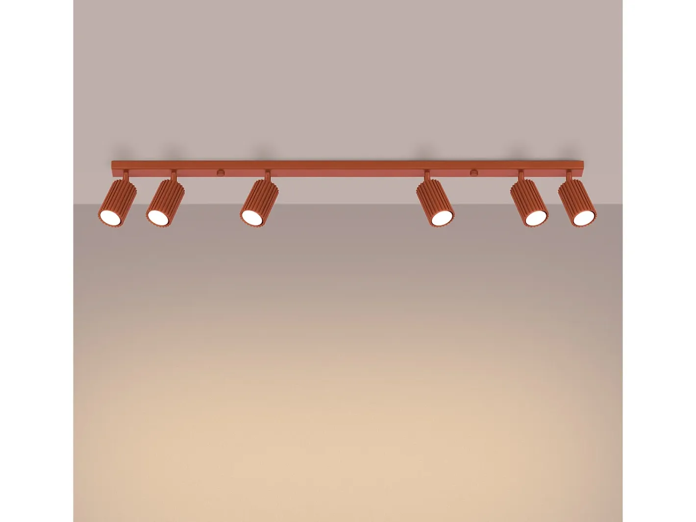 Sale Sollux Lighting Lámpara De Techo Karbon Minimalista De Aluminio - 6 Fuentes Luminosas - L.117 X A.16,5 Cm - Ocre Rojo